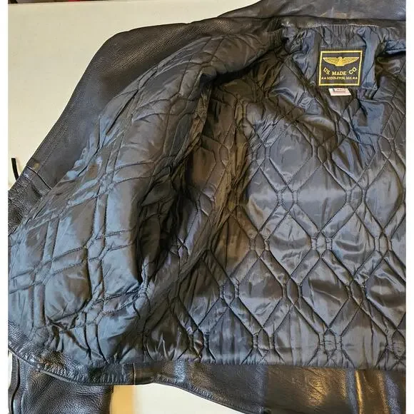 Vintage U.S. MADE Co. Black Leather Fringe Motorcycle Jacket Coat Men's XXL GIFT - Picture 13 of 16